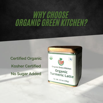 Organic Turmeric Latte Powder, 3.5 Oz : Golden Milk Powder With No Added Sugar, Kosher Certified