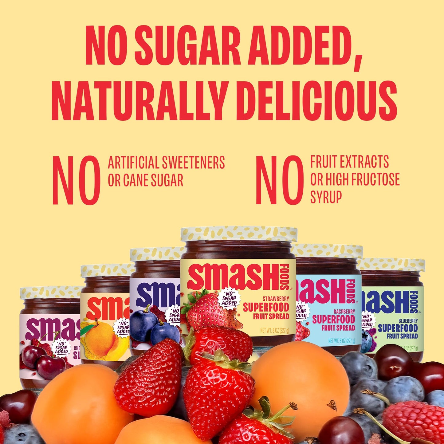 Smash Foods Jam Try Them All Variety Pack| Low-Calorie, No Sugar Added Keto Jam with Upcycled Fruit & Chia Seeds | Vegan, Paleo