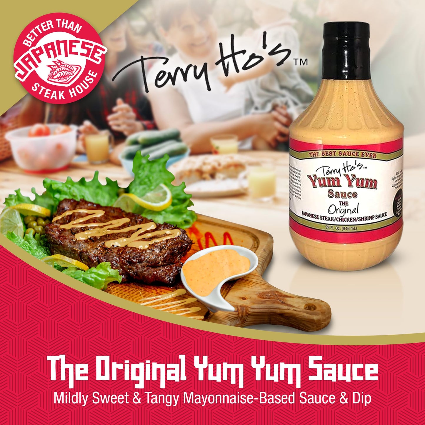Terry Hos Yum Yum Sauce Original - Sweet And Tangy Mayonnaise-Based Sauce For Dipping, Marinade, And Dressing - Cocktail Sauce For Shrimp, Japanese Steak, Chicken, Pork, And Vegetable Salad - 32Oz (Pack Of 1)
