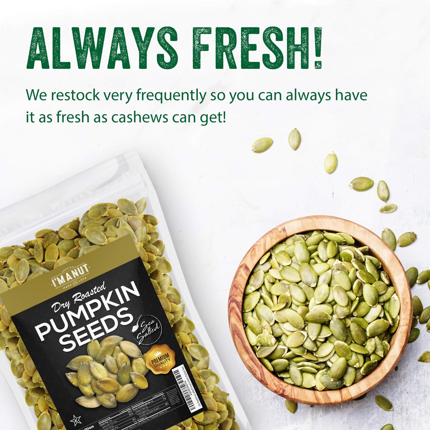 Oven Toasted Pumpkin Seeds with Sea Salt (Papitas) 32 oz (2 lb) Batch Tested Gluten & Peanut Free | No Oils | No PPO | Non GMO | Vegan and Keto Friendly | enhanced Quality