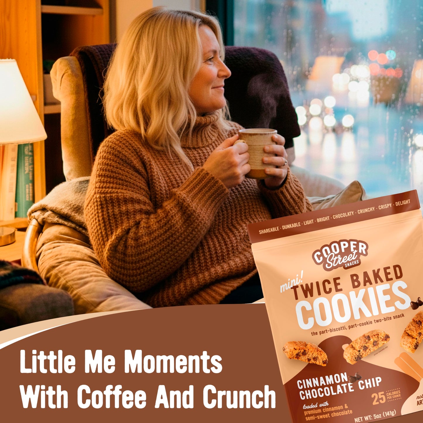 COOPER STREET Twice Baked Cinnamon Chocolate Biscotti Cookies - Crispy Mini Biscotti Cookies Ideal with Coffee - Traditional Low