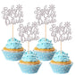 30 PCS Snowflake Baby It's Cold Outside Cupcake Toppers Glitter Winter Frozen Theme Snowflake Cupcake Picks for Winter Wonderlan