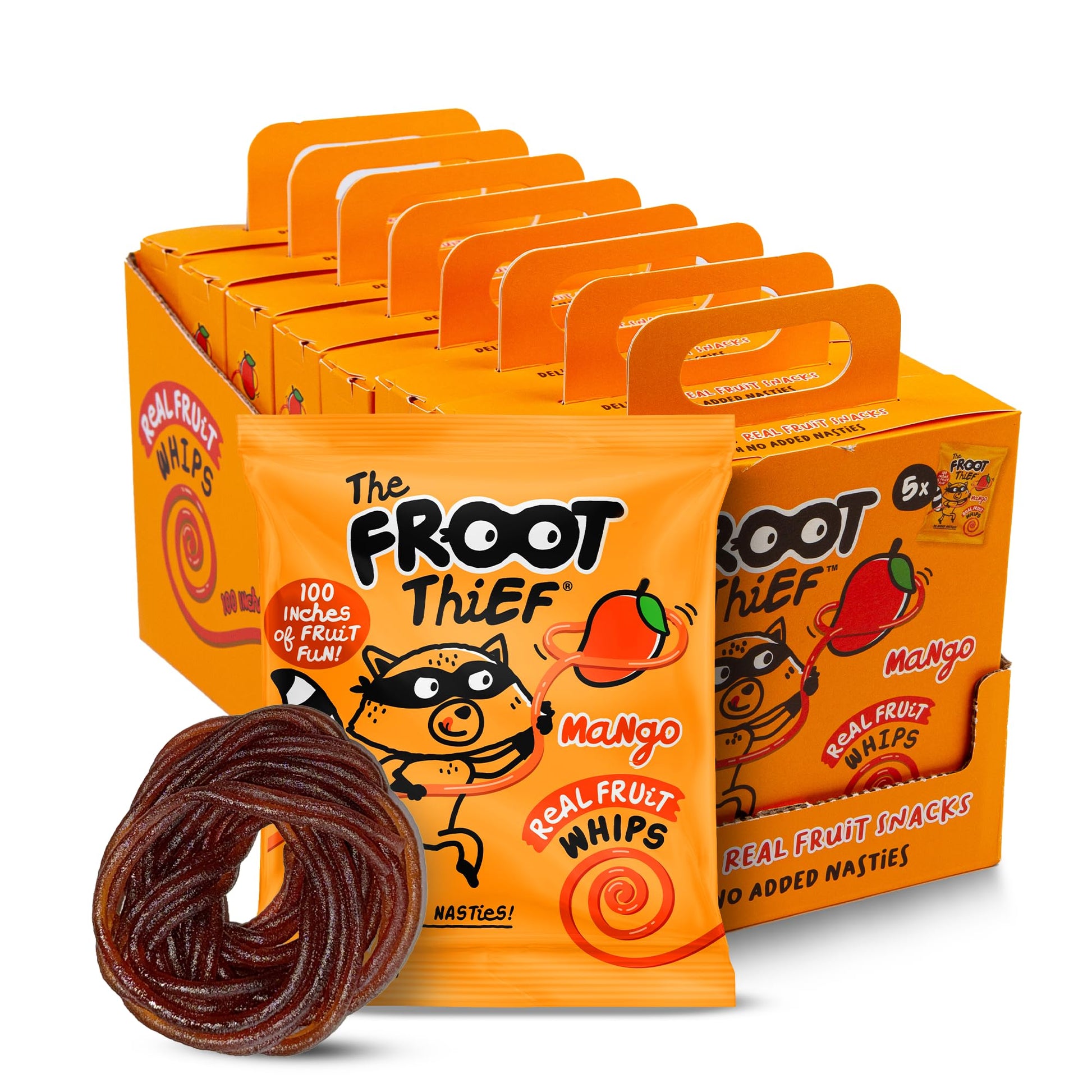 The FROOT Thief Real Fruit Snack Whips, Mango, Nut Free, Perfect for School Lunches and Snacks, Individual Bags Kids Snacks, 40 