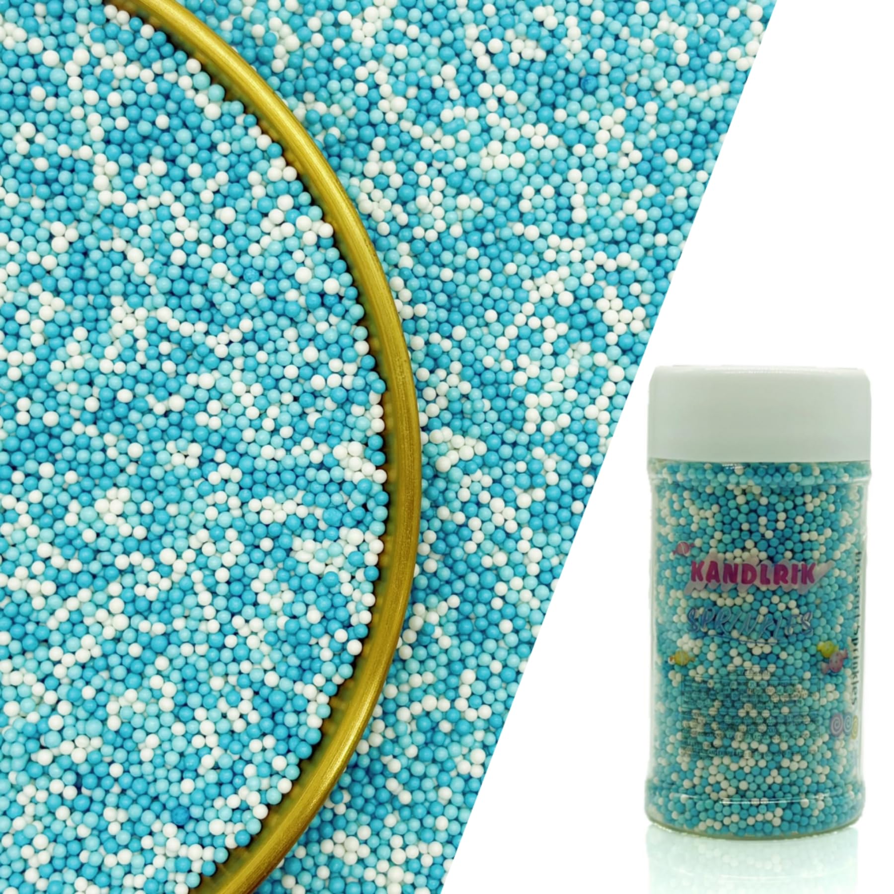 Edible Blue Series & White Sprinkles Candy 2mm Mini Pearls Cake Decorations Cupcake Toppers Cookie Decorating Perfect for Weddin