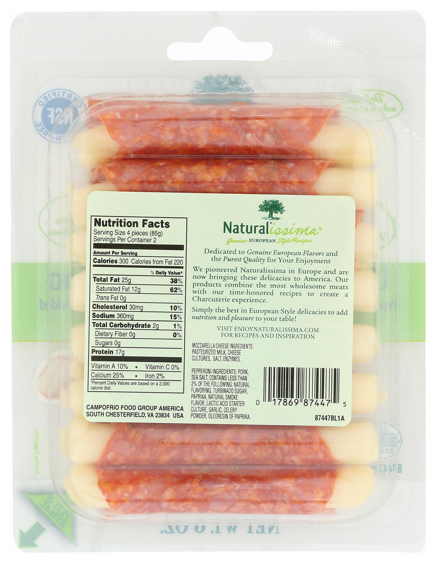 Naturalissima, Uncured Pepperoni Panino, 6 oz