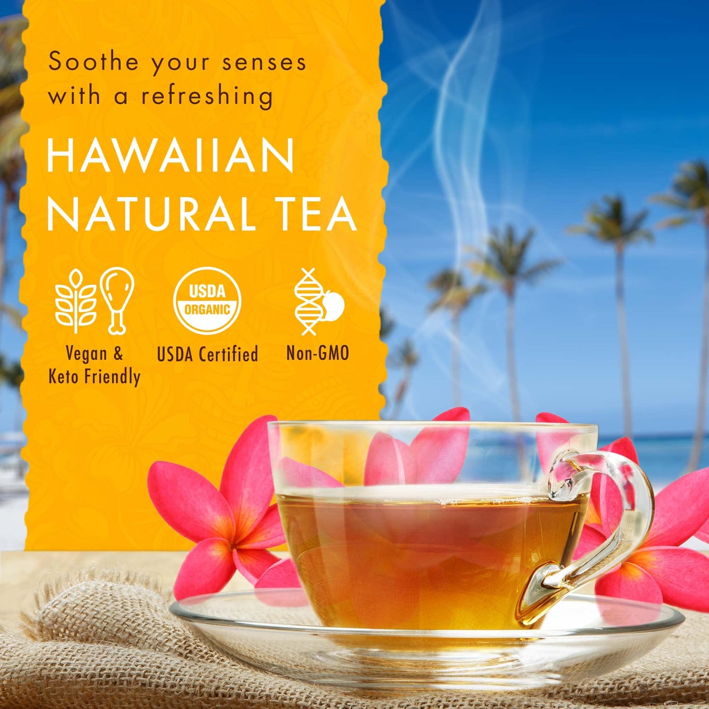 HAWAIIAN NATURAL T·E·A Mango Peach Organic Tea - Tropical Fruit Green & Black Tea Blend - 60 Tea Bags - 20 Count (Pack of 3)