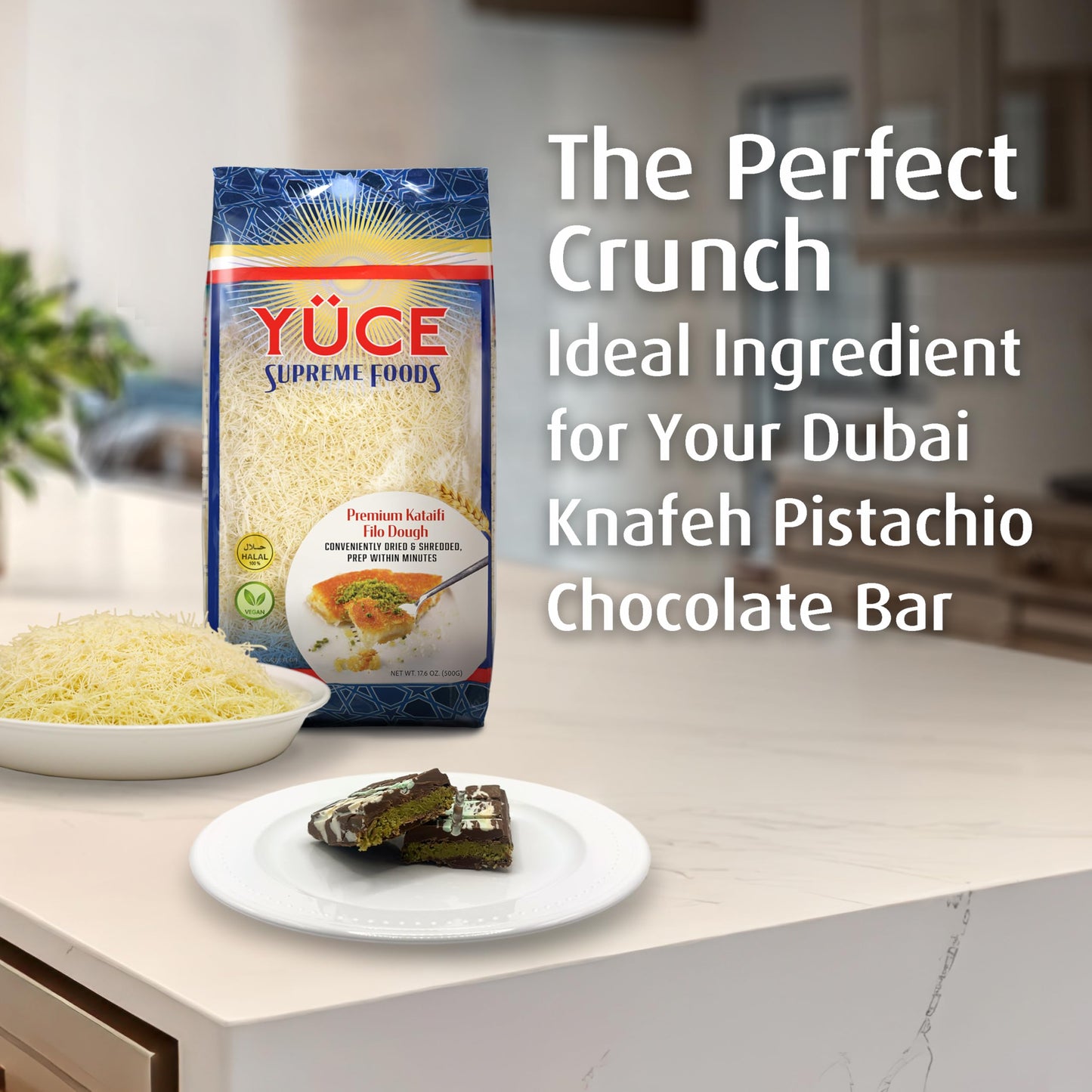 Y?CE Supreme Foods Kataifi Shredded Fillo Dough, 500g (17.6 oz) - Ideal for Dubai Chocolate Bar, Kunafa, Knafeh, Kadayif