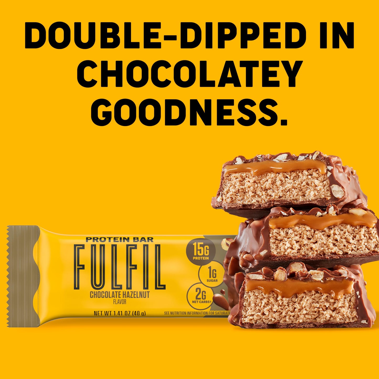 Fulfil Protein Snack Bars, New Recipe Chocolate Hazelnut, 15G Protein, Pantry Staples, 12 Count, Packaging May Vary