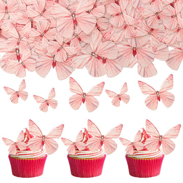 Gyufise 72Pcs Edible Butterfly Cupcake Toppers & Decorations for Butterfly Theme Baby Shower & Kids Birthday Party Cake Supplies
