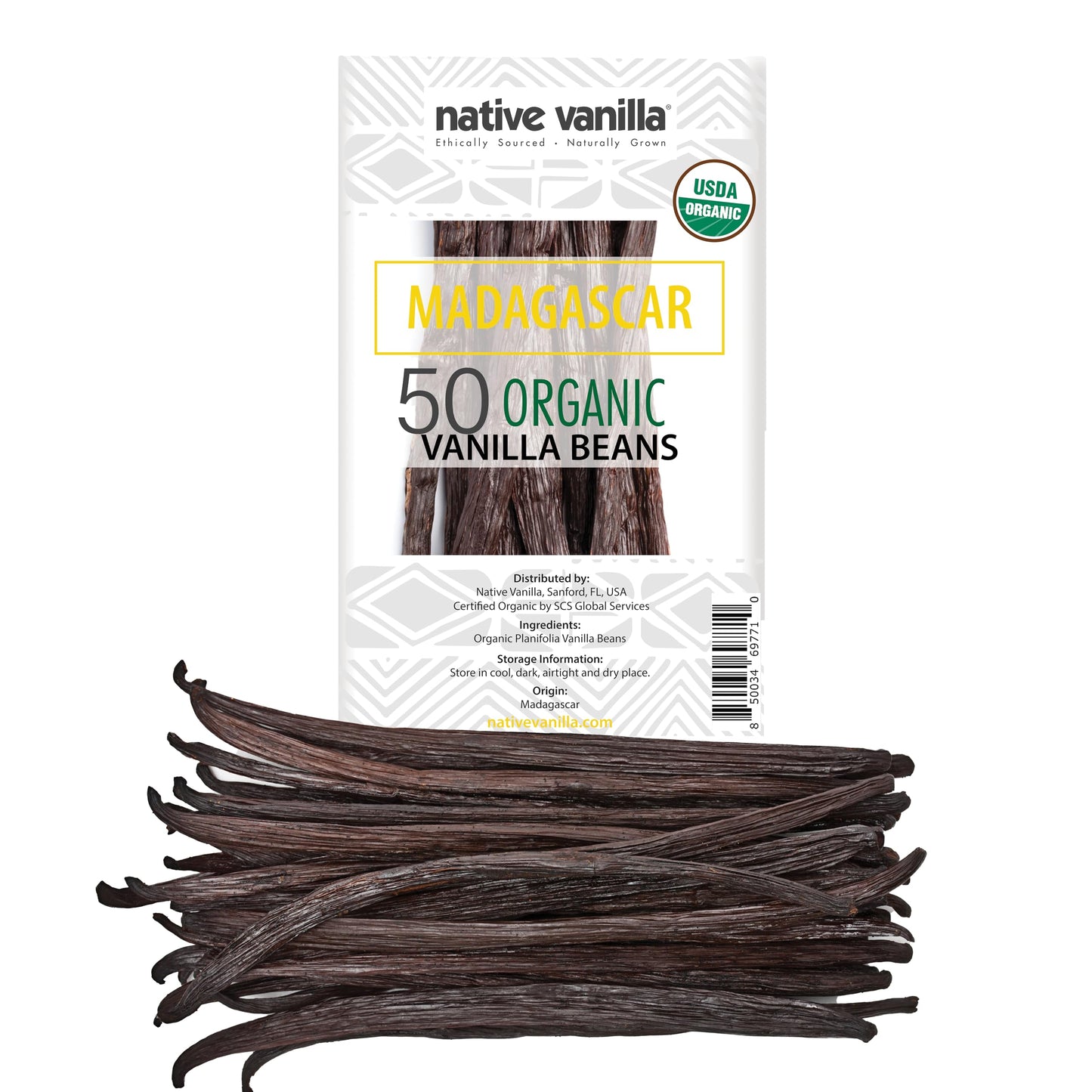 50 Organic Madagascar Vanilla Beans - Gourmet Grade A Premium Vanilla Pods - For Vanilla Extract & Baking - For Cooking, Dessert
