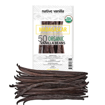 50 Organic Madagascar Vanilla Beans - Gourmet Grade A Premium Vanilla Pods - For Vanilla Extract & Baking - For Cooking, Dessert
