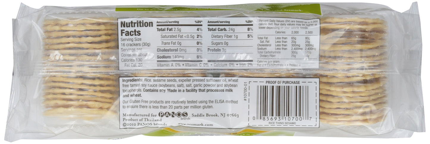 Sesmark, Sesame Rice Thins, 4.25 Oz