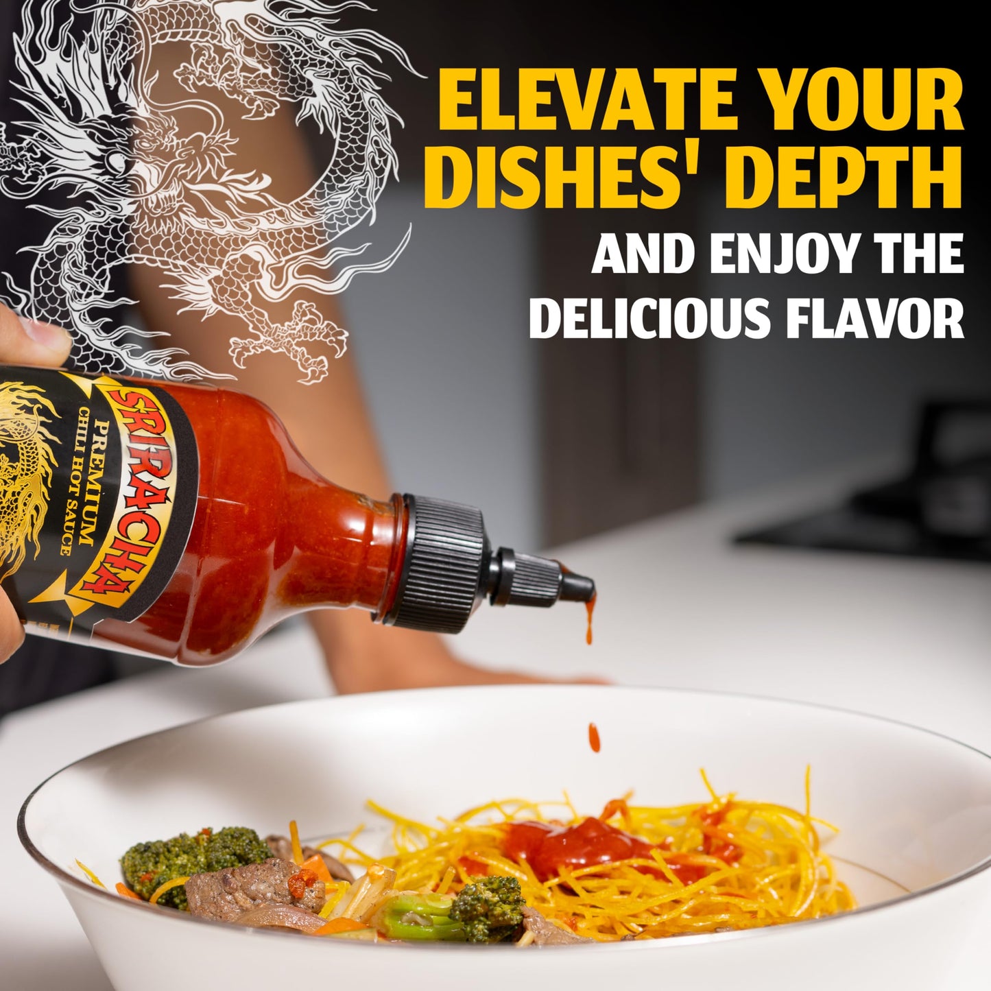 Underwood Ranches Dragon Sriracha Sauce - Hot Sauce, 17 oz (3 Pack) - Perfect for Spicing Up Any Dish!