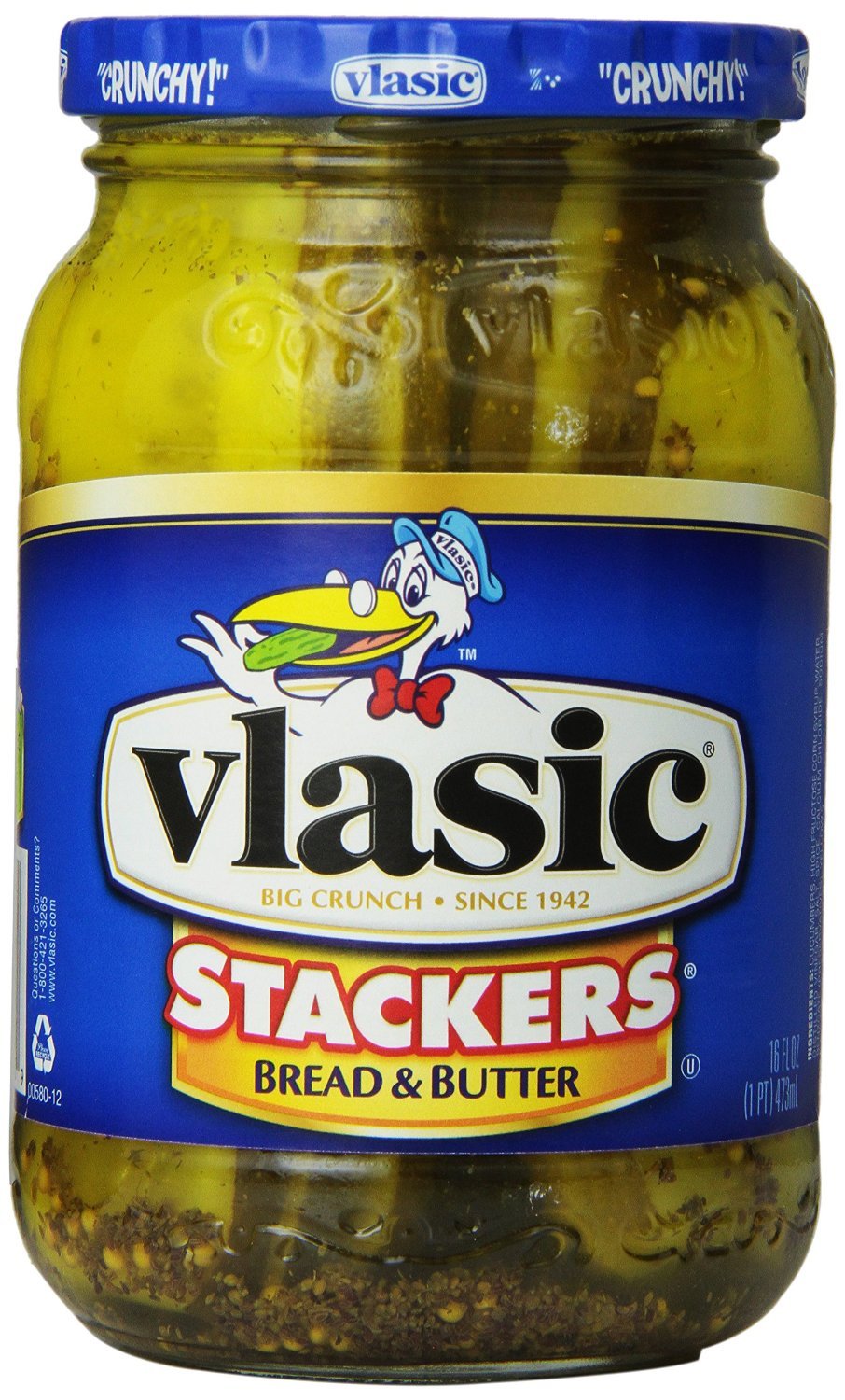 Vlasic Stackers Bread & Butter Pickles 16oz Glass Jar (Pack of 3)