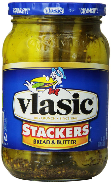 Vlasic Stackers Bread & Butter Pickles 16oz Glass Jar (Pack of 3)
