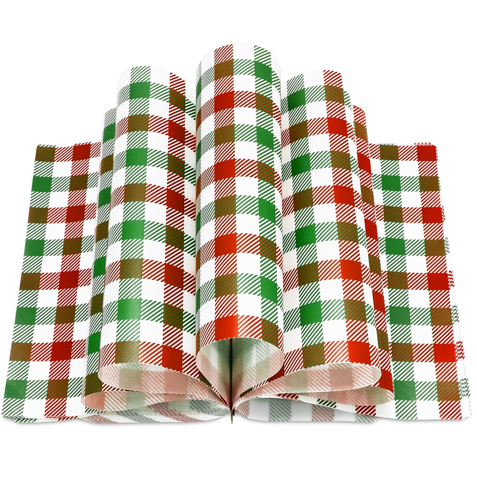 JarThenaAMCS Christmas Plaid Wax Deli Paper, 150 Pcs, 9.8 x 8.3 inch, Waterproof Sandwich Wrap for Winter Party Kitchen Supplies