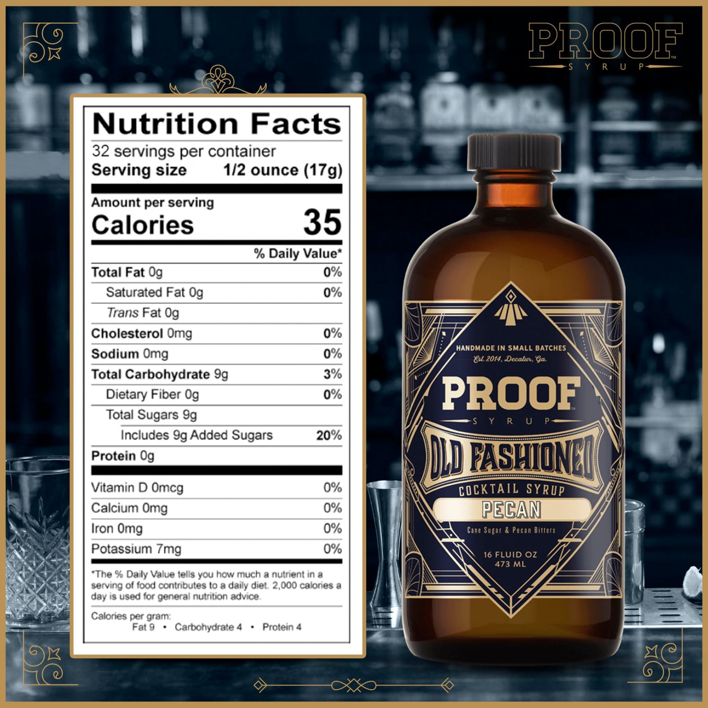 PROOF SYRUP Old Fashioned Cocktail Mix - Pecan Flavor - Handcrafted Syrup - 16oz Bottle