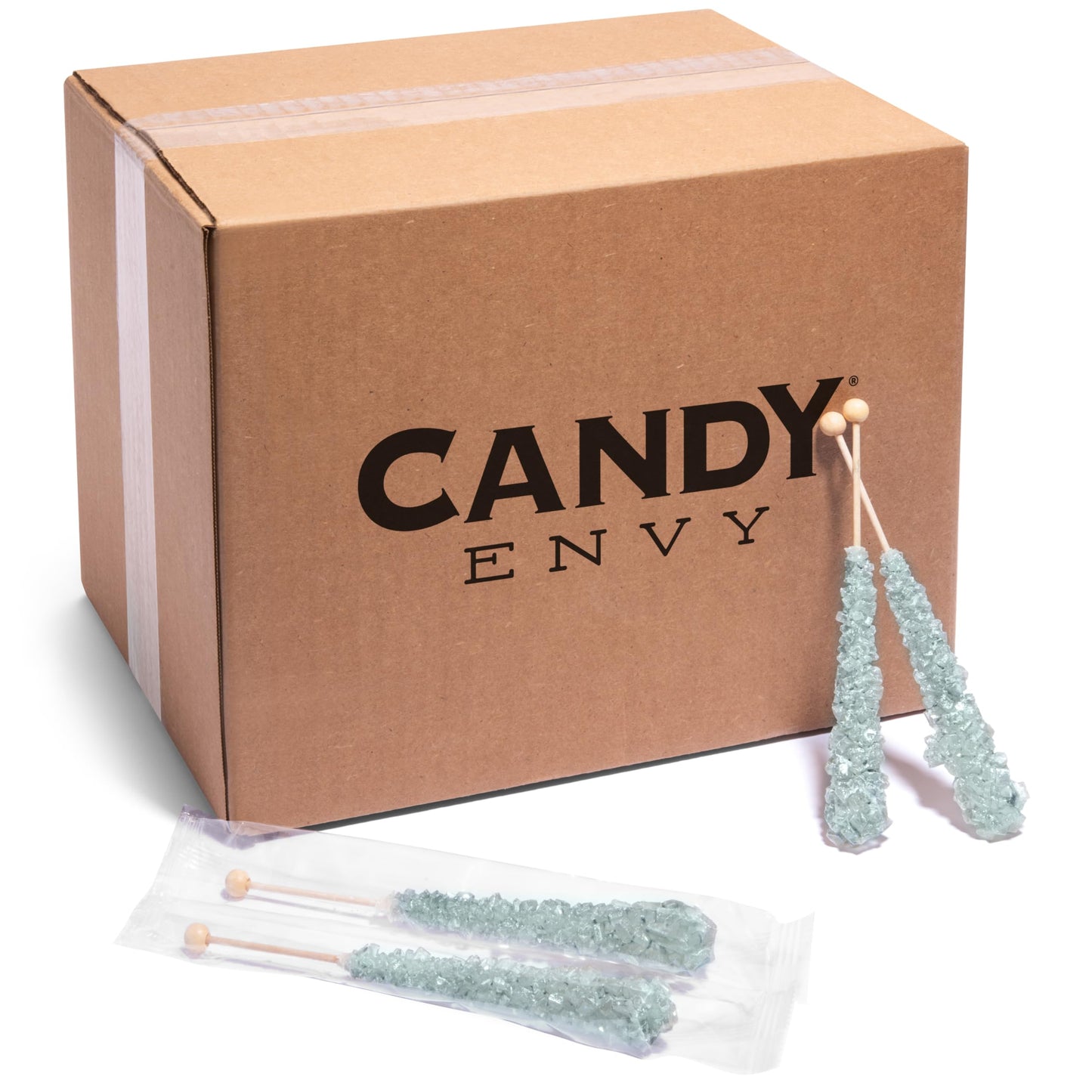 Candy Envy Silver Rock Candy Sugar Sticks - Original Flavor - 144 Count Individually Wrapped