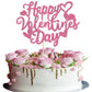 YCTHUNFISH Valentines Day Cake Topper - Glitter Heart Design, Bamboo, Pink, for Engagement & Birthday Party Decorations