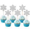 24 PCS Snowflake Cupcake Toppers Glitter Frozen Snowflake Cupcake Picks Winter Wonderland Cake Decorations for Winter Frozen The