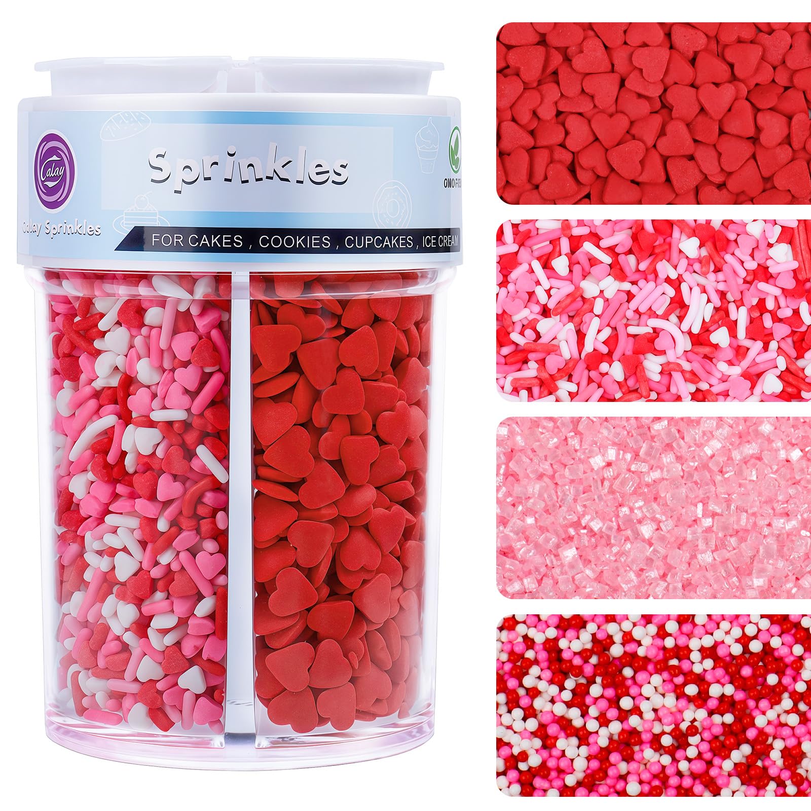 Valentines Sprinkles For Cake Decorating  8Oz White Pink And Red Heart Sprinkles  Edible Nonpareil Sanding Sugar Heart Confetti Jimmies Mix For Ice Cream Cupcakes Brownie Cookie Baking Topping
