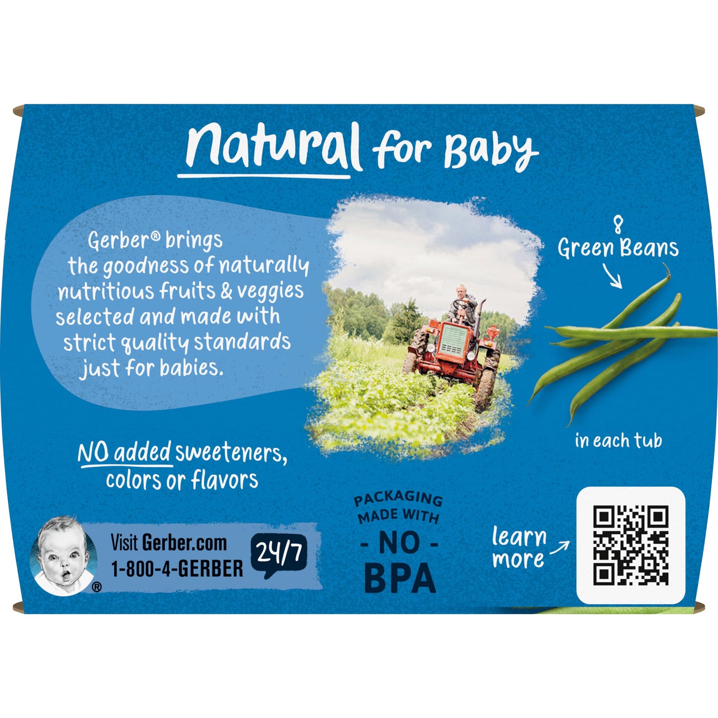 Gerber 1St Foods Baby Food, Green Bean Puree, Natural & Non-Gmo, 2 Ounce Tubs, 4-Pack (Pack Of 8)