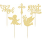 Gyufise 30Pcs Mi Bautizo Cupcake Toppers Gold Glitter Cross Angel Dove Cupcake Toppers Angel Religious God Bless Cupcake Picks F