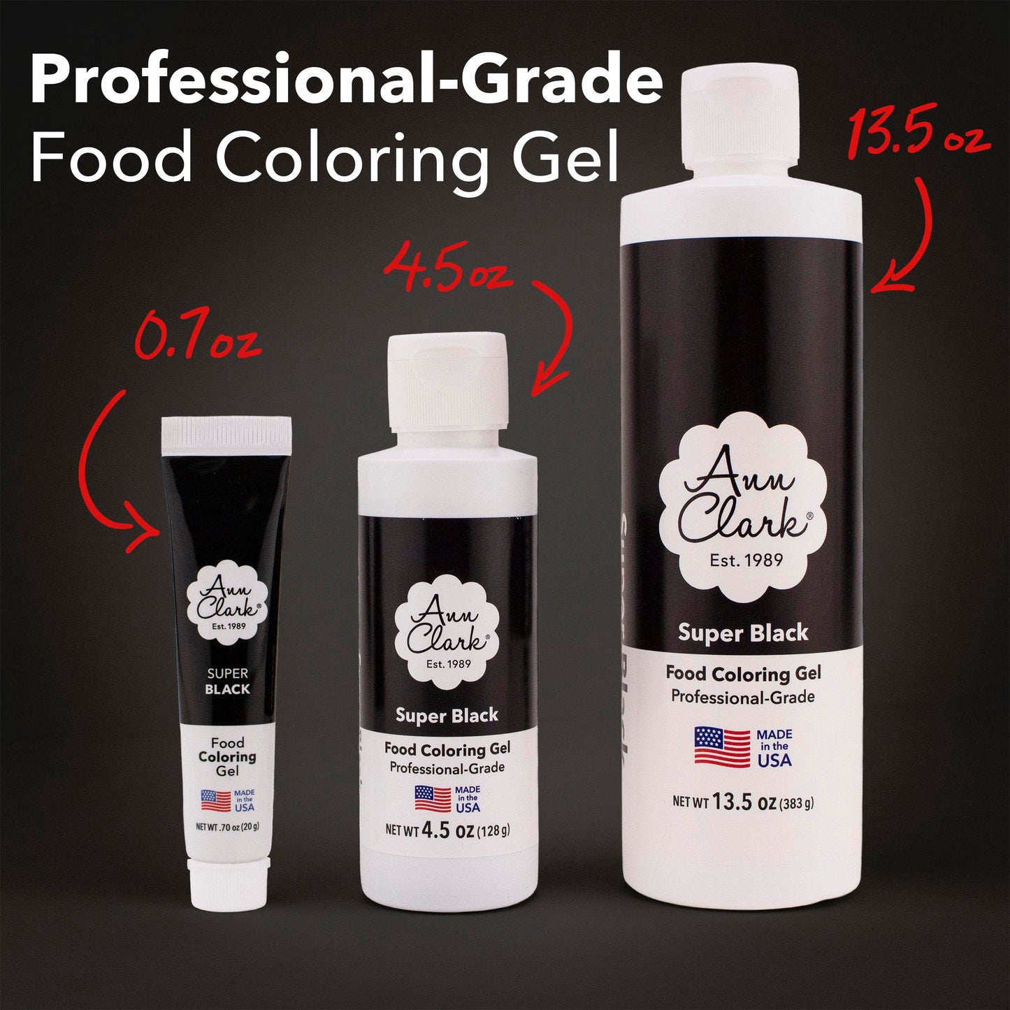Ann Clark Super Black Food Coloring Gel, 13.5 oz, Made in USA