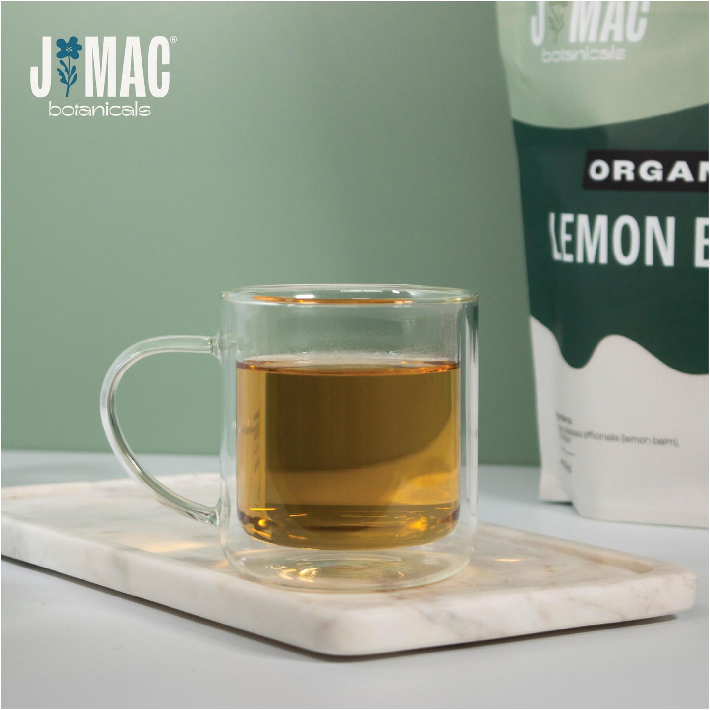 J MAC BOTANICALS Organic Lemon Balm Loose Leaf Tea, Dried Herbal Infusion, 4 oz