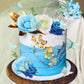 19 Pcs Flower Cake Toppers Butterfly Happy Birthday Cake Decorations With Artificial Blue Rose Flowers Eucalyptus Butterflies Fo