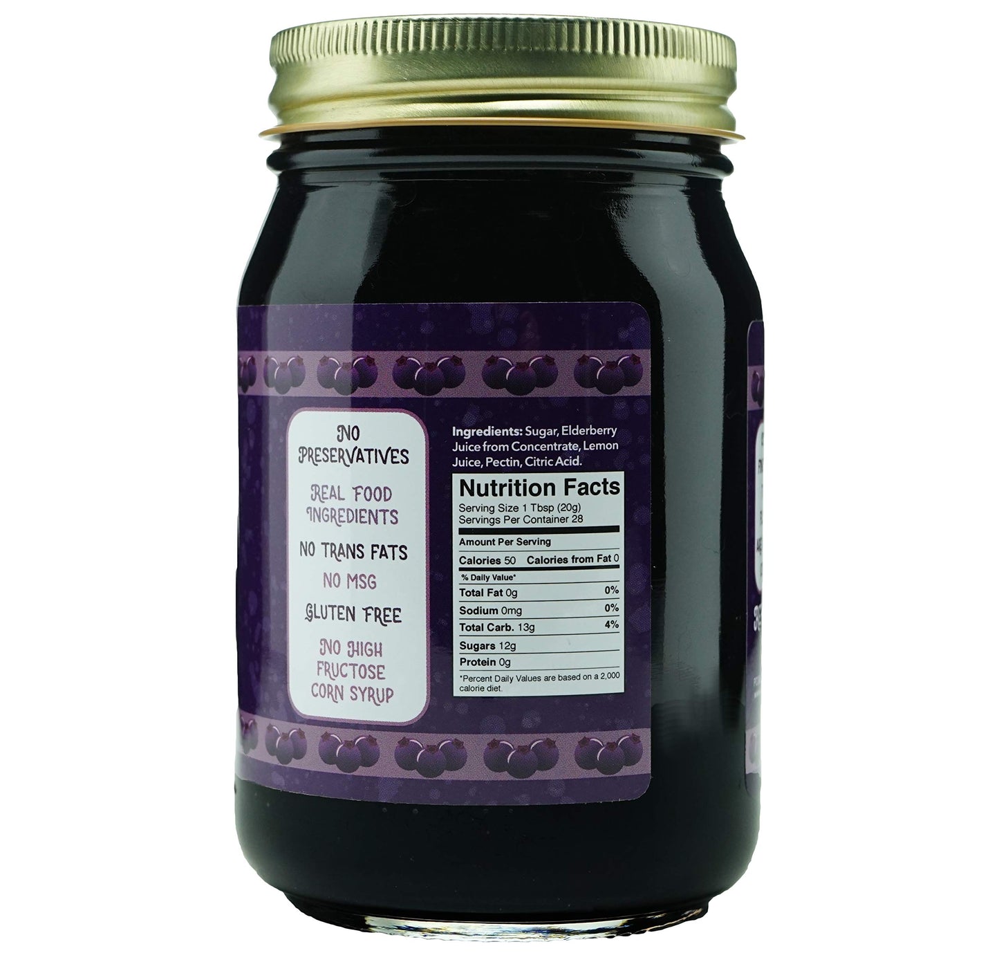 Green Jay Gourmet Elderberry Jelly - All-Natural Jam With Elderberries & Lemon Juice - Vegan, Gluten-Free Jam - Contains No Pres