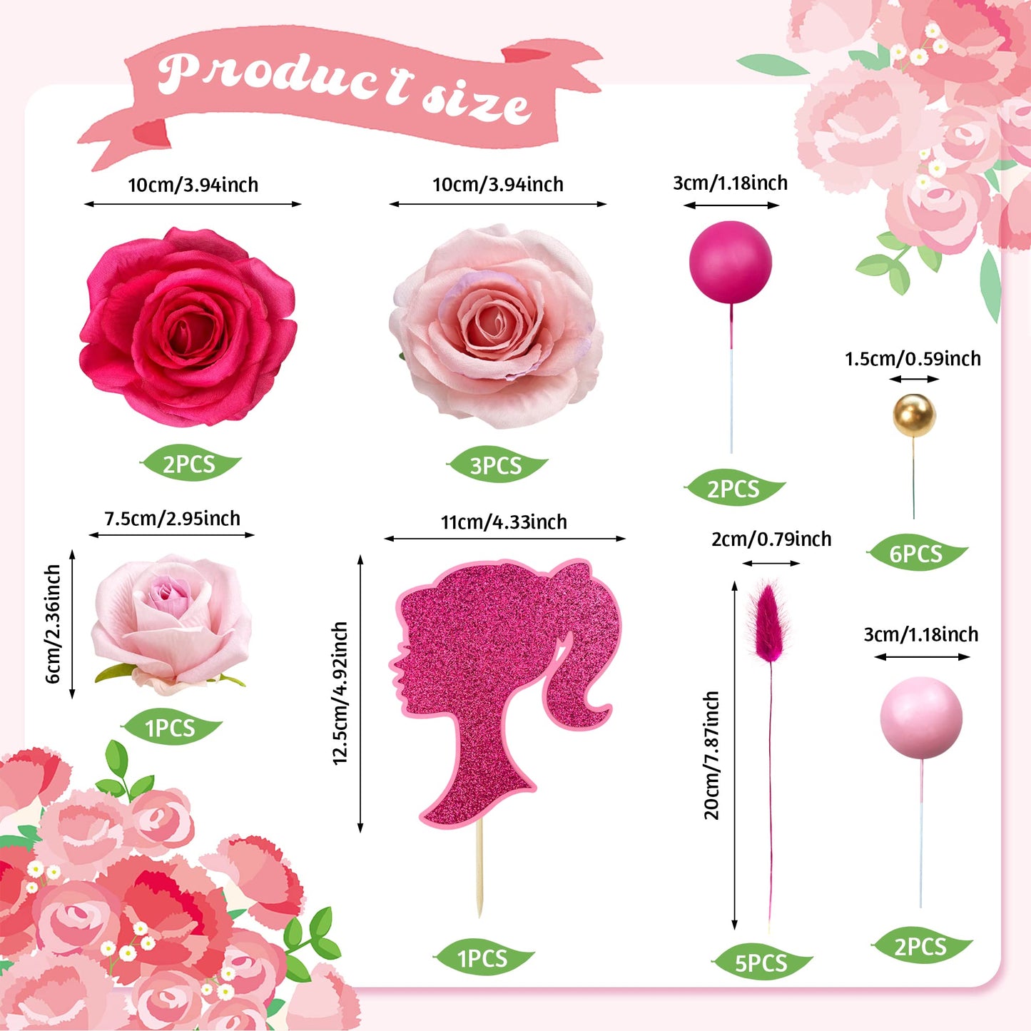 Hot Pink Girl Cake Toppers Pink Ball Cake Decoration Butterfly Cake Decoration Girl Theme Cake Decoration For Wedding Birthday B