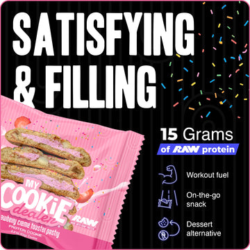 My Cookie Dealer Protein Cookies, Strawberry Creme, 15g Protein, 2.2oz, Pack of 12, Individually Wrapped Snacks
