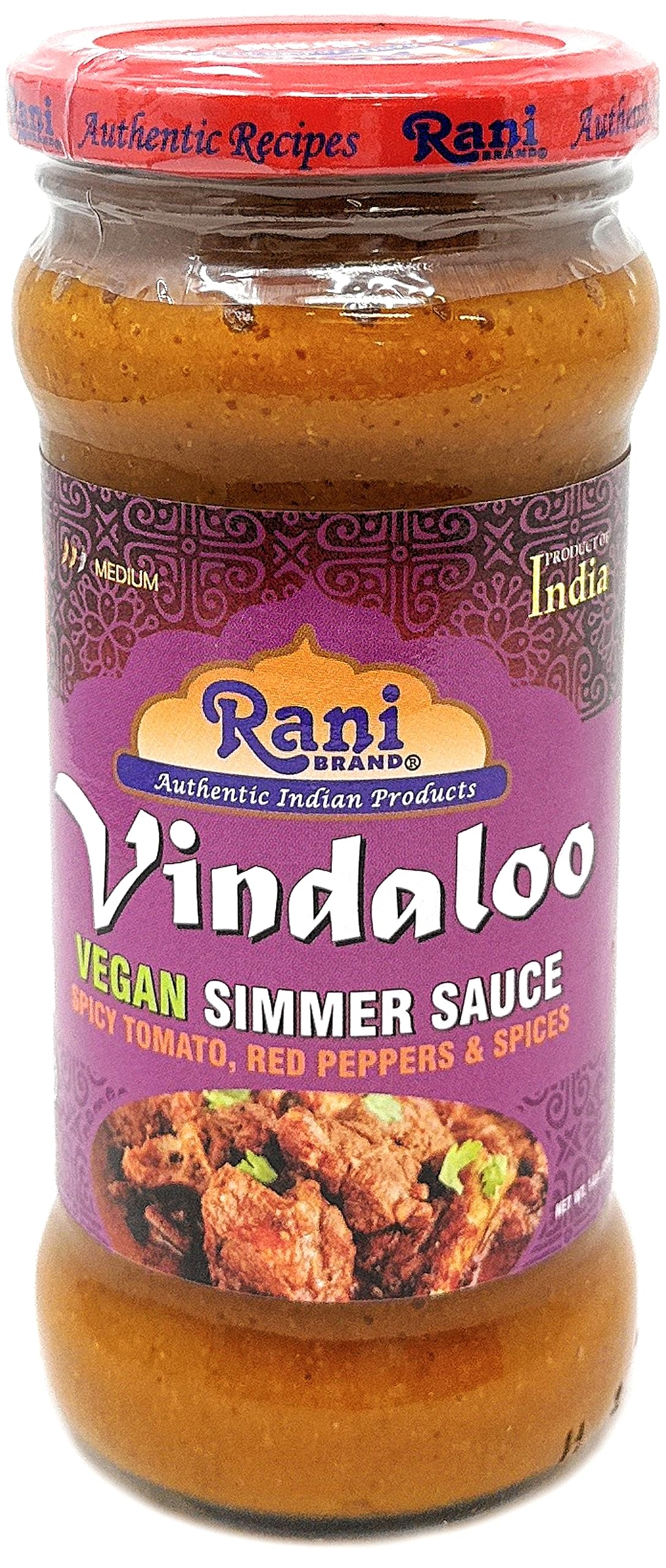 Rani Vindaloo Curry Vegan Simmer Sauce (Spicy Tomato, Red Peppers & Spices) 14oz (400g) Glass Jar ~ Easy to Use | Vegan | No Col