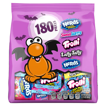 Halloween Candy Core Winners Trick-or-Treat Variety Bag  Nerds Gummy Clusters  Sweetarts  Trolli  Laffy Taffy  and Nerds Original  180 Pieces  59.76 Ounces