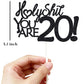veegood 20th Birthday Cake Topper, Black Glitter Cardstock, Model T53, 20 Funny Decorations