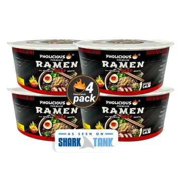 Pholicious All New Spicy Beef Ramen Noodles - Premium Instant Ramen Bowl With Real Broth Mix With Spices, Asian Food, Microwave