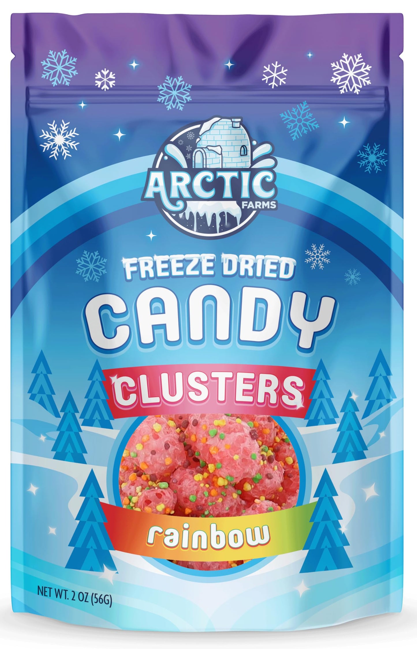 Arctic Farms Freeze Dried Candy Clusters Candies 2Oz Bagged And Boxed (Rainbow)