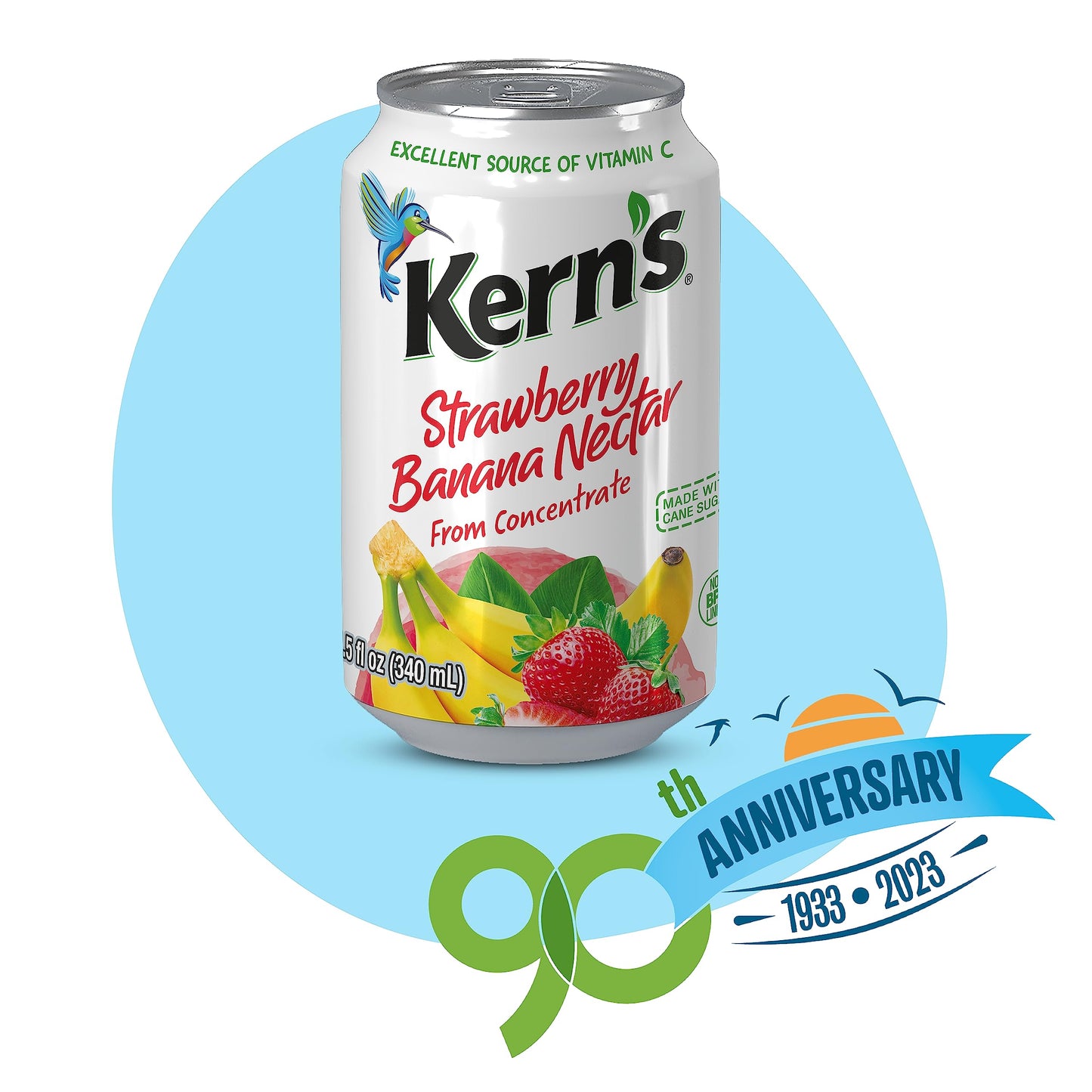 Kerns Tropical Fruit Nectar Juice Variety Pack - Strawberry Banana & Guava - 11.5oz, 12 Pack Canned Drinks