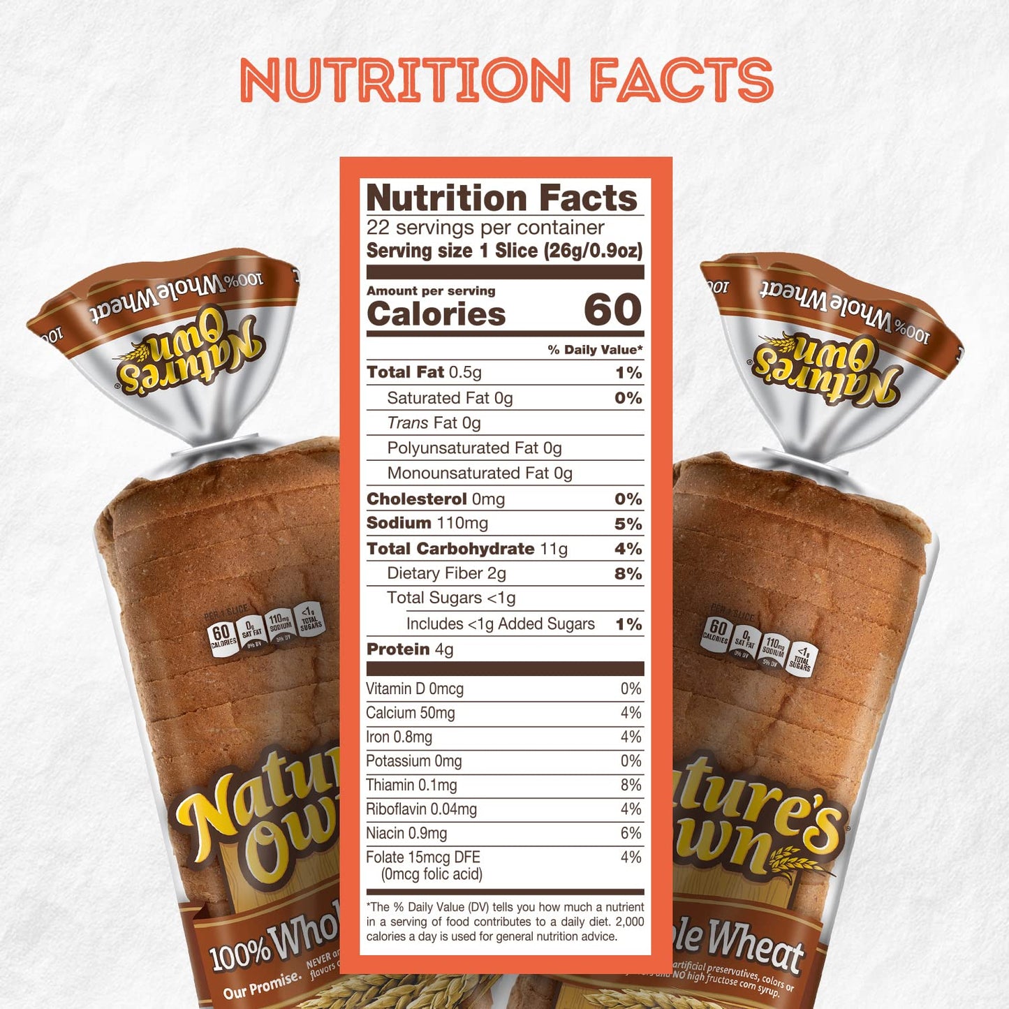 Natures Own 100% Whole Wheat  Whole Wheat Bread  20 oz Loaf