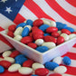 Patriotic Jordan Almonds Medley By Its Delish, 3.5 Lbs Jumbo Container | Red White And Blue Candied Almonds | Fourth Of July Par