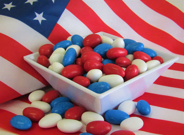 Patriotic Jordan Almonds Medley By Its Delish, 3.5 Lbs Jumbo Container | Red White And Blue Candied Almonds | Fourth Of July Par