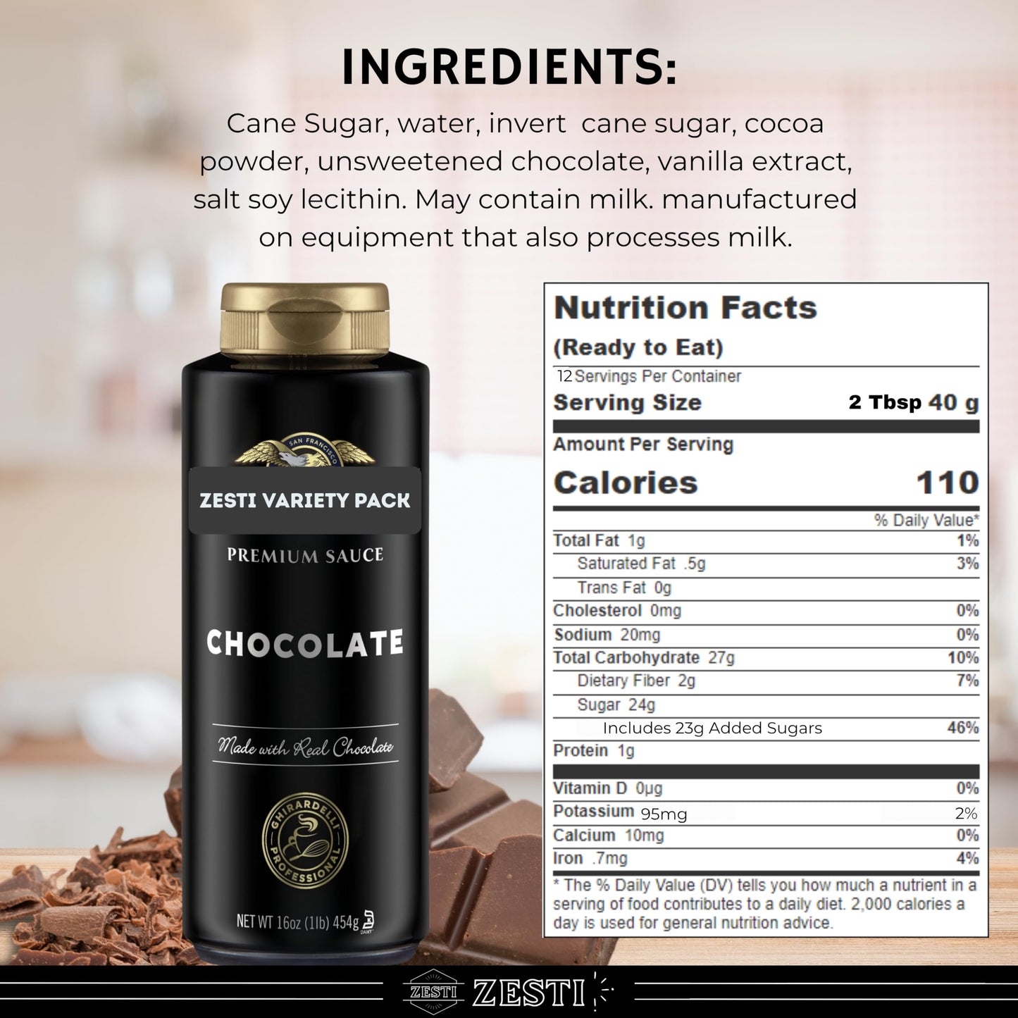 Chocolate, Sea Salt Caramel, White Chocolate, Caramel - 16 Oz (Pack Of 4) With Zesti Barista Spoon - For Coffee & Desserts