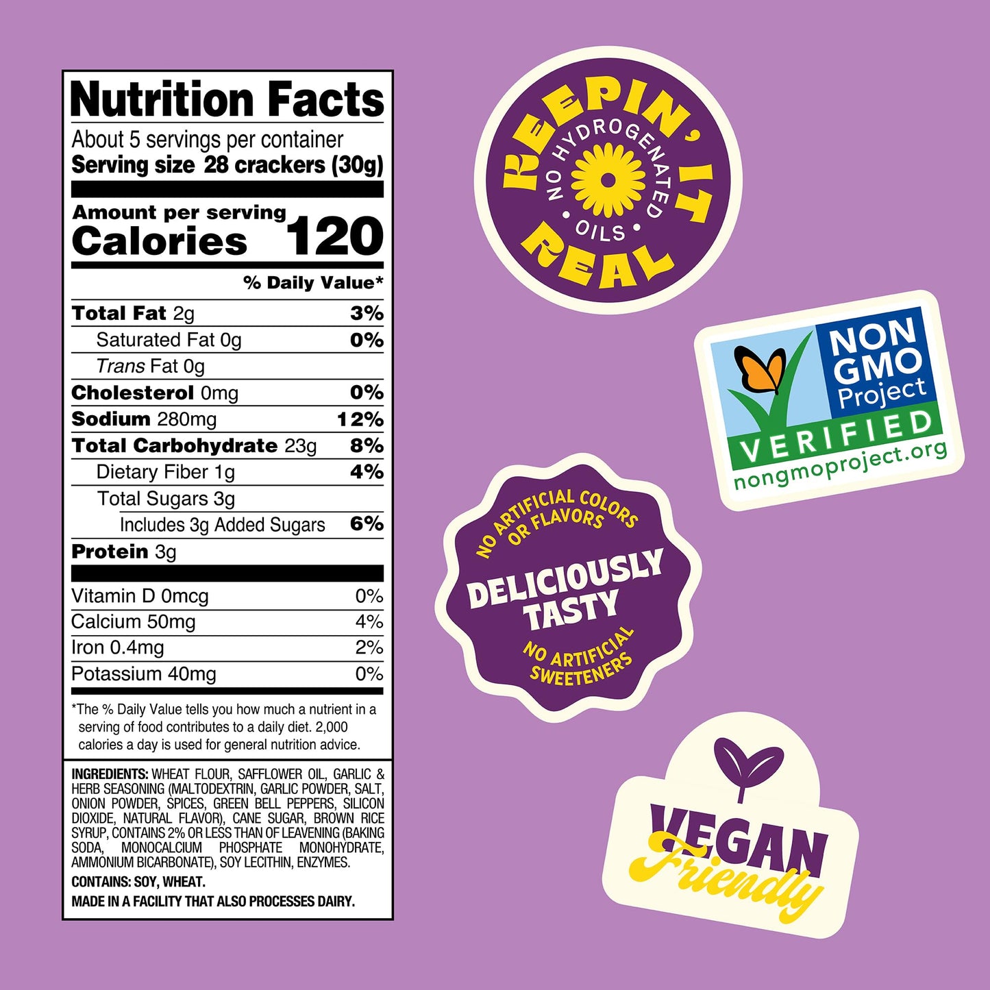 NEW Back to Nature Garlic & Herb Mini Seasoned Crackers, Non-GMO, Plant-Based Snack Cracker, Snack Happy, 5 oz Box