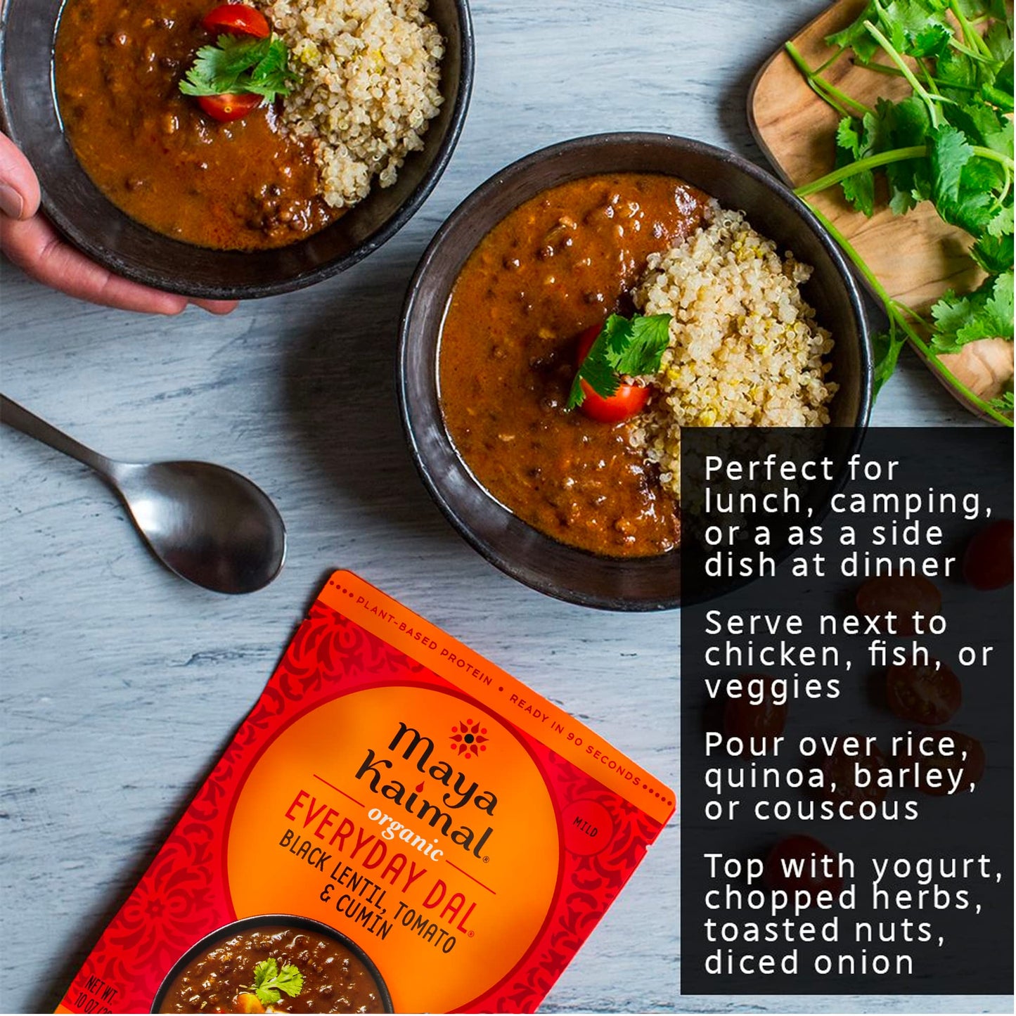 Maya Kaimal Organic Indian Foods | Black Lentil Everyday Dal | 10Oz (Pack Of 3) | Microwaveable, Ready To Eat, Fully Cooked With