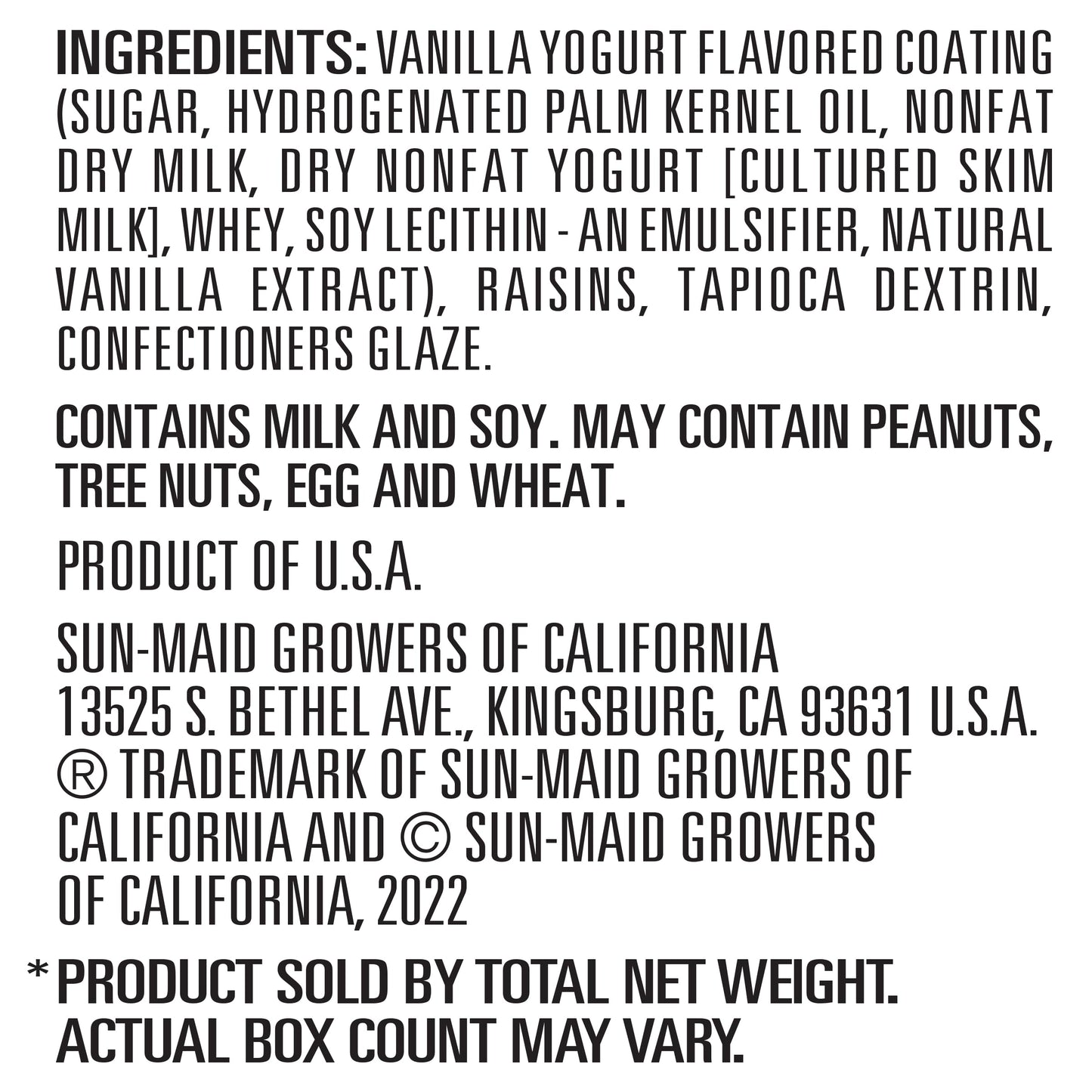 Sun-Maid Vanilla Yogurt Coated Raisins - (10 Pack) 0.5 Oz Mini Snack-Size Box - Yogurt Covered Dried Fruit Snack For Lunches And