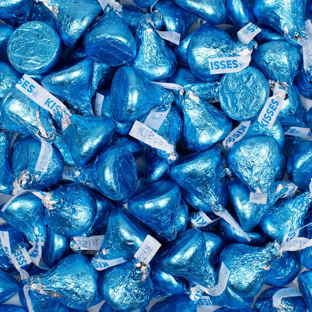 Just Candy Light Blue Candy Kisses - Milk Chocolate - 90 Pieces