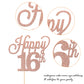 YCTHUNFISH 16th Birthday Cake Topper Black Glitter Number 16 Rose Gold Bamboo Decorations