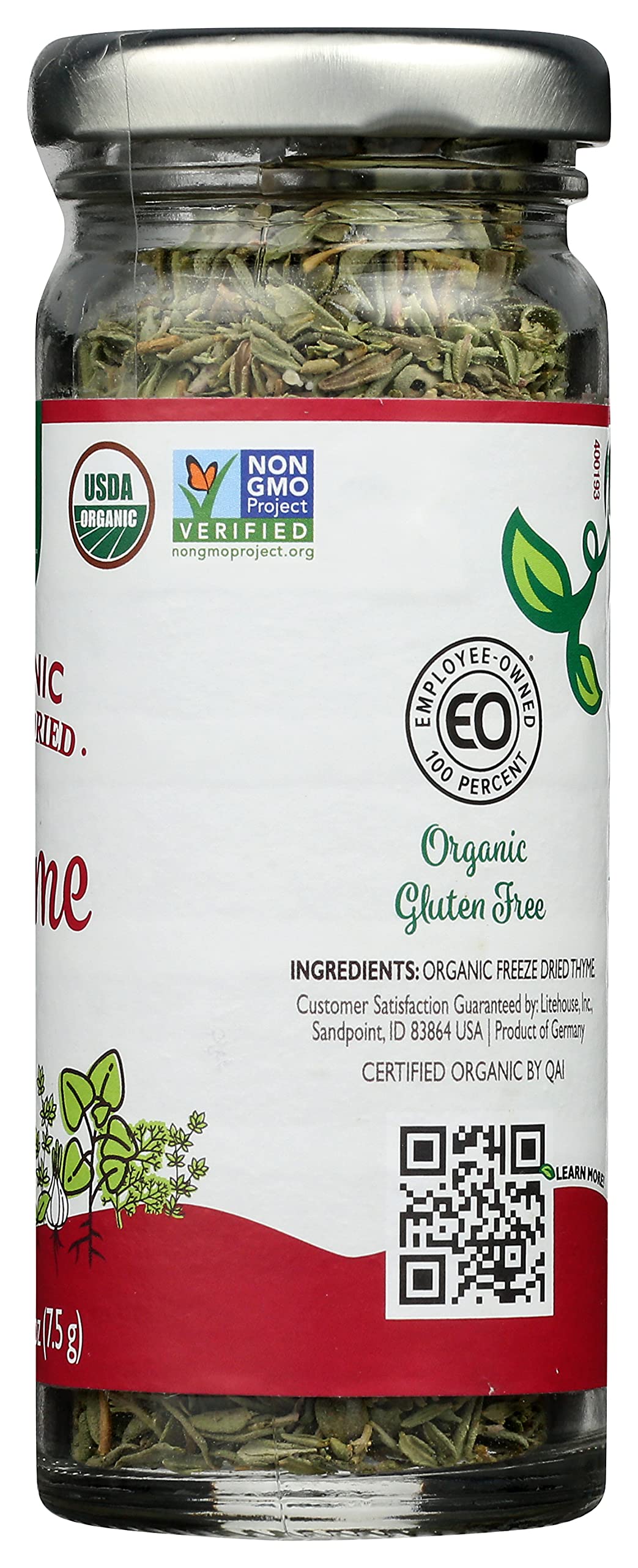 Green Garden Freeze-Dried Organic Thyme - Freeze Dried Organic Thyme Leaves and Thyme Sticks, Thyme Seasoning, Freeze Dried Leaf