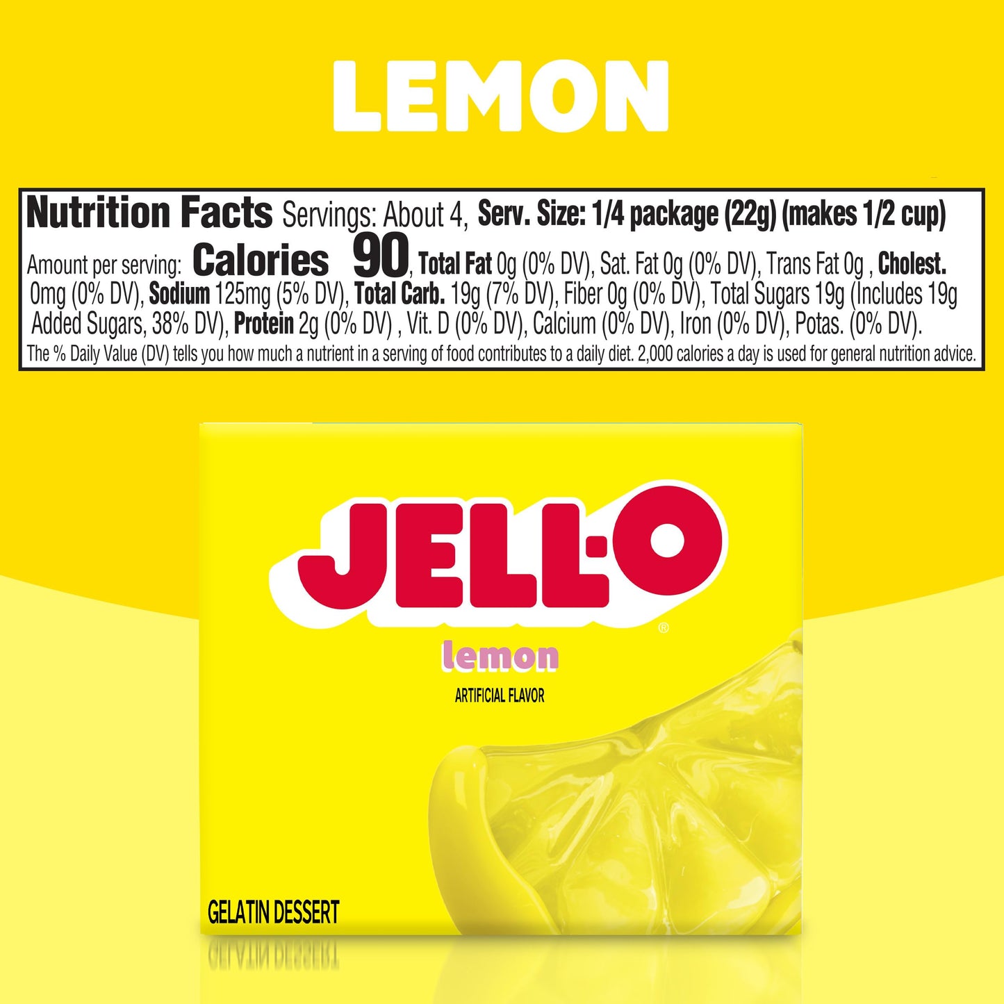 Jell-O Lemon Gelatin Dessert Mix, 3 oz Box